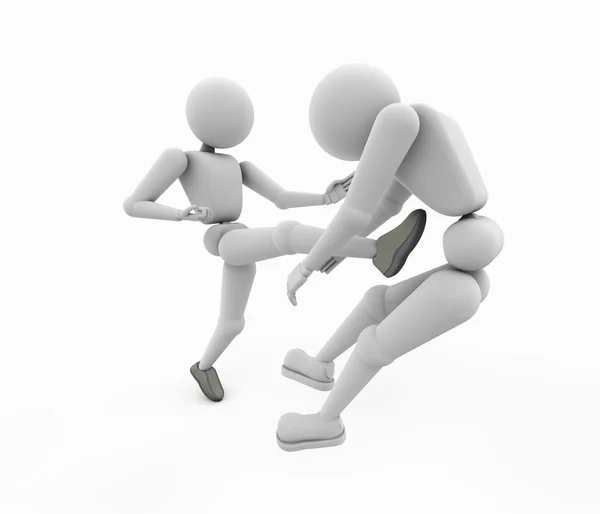 Fight. Woman fighter knee kick in mans stomach — Stock Photo