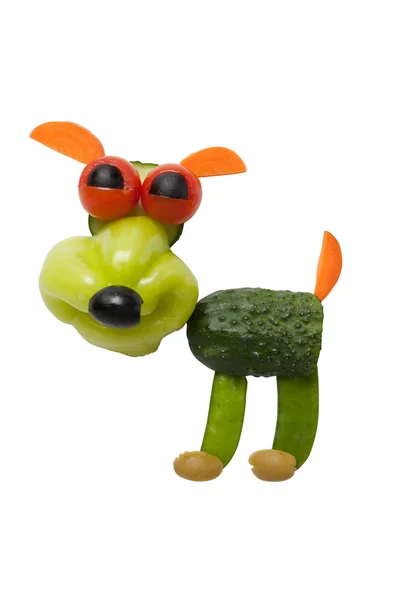 Funny smiling dog made of vegetables — Stock Photo, Image