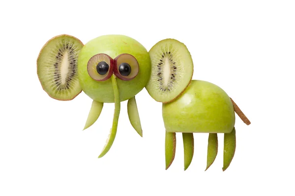 Funny elephant made of apple and kiwi — Stock Photo, Image