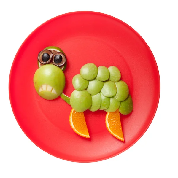 신선한 과일의 슬픈 거북이 — 스톡 사진