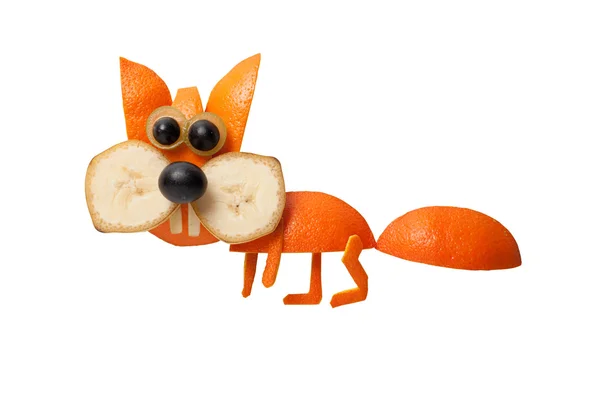 Esquilo feito de banana e laranja — Fotografia de Stock