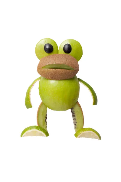 Surprised frog made of apple and kiwi — Stock Photo, Image