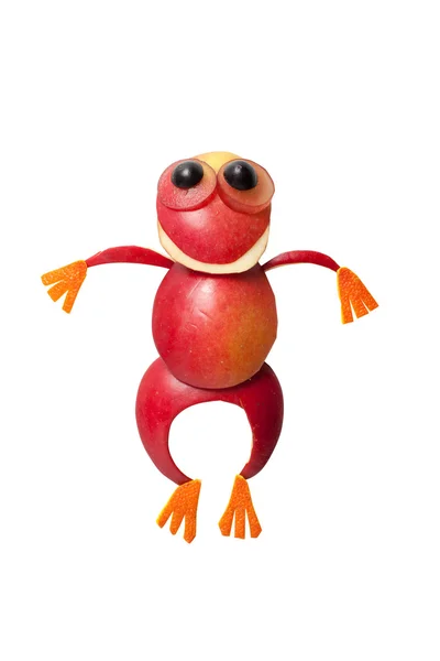 빨간 사과 만든 개구리 — 스톡 사진