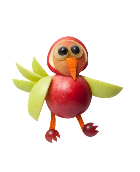Rolig fågel gjord av apple — Stockfoto
