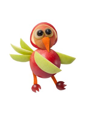 Kuş eğlenceli yapılan elma 