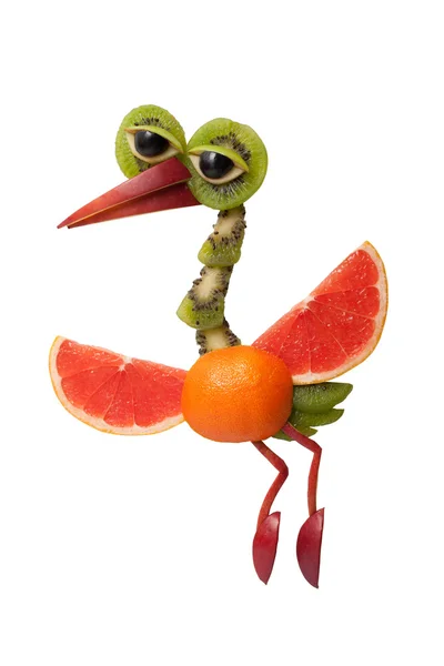 Rolig flyger heron gjord av frukt — Stockfoto