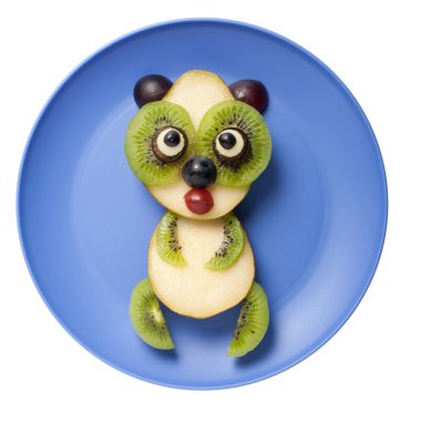 Panda eğlenceli yapılmış armut ve kivi 