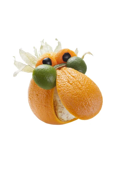 Забавна людина в окулярах з апельсина — стокове фото
