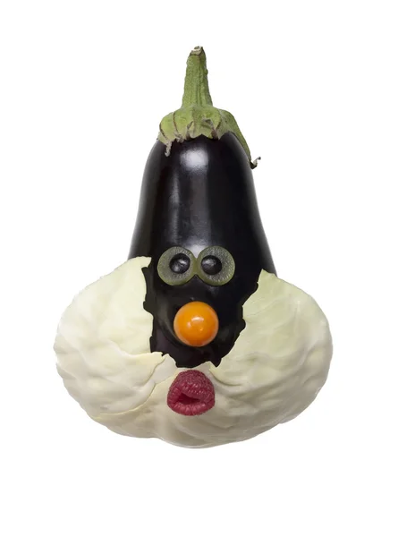 Faccia divertente fatta di verdura e frutta — Foto Stock