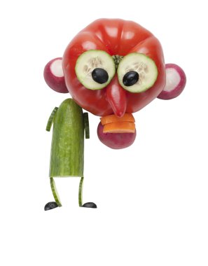 Komik kızgın insan yapımı sebze