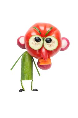 Komik kızgın insan yapımı sebze