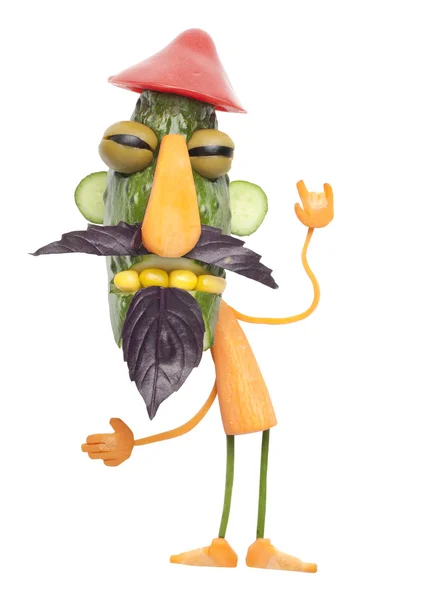 Homem engraçado feito de pepino e cenoura — Fotografia de Stock