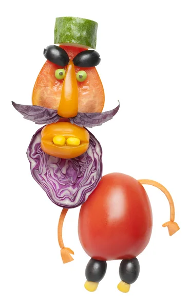 Drôle de légume homme fait de tomates et de chou — Photo