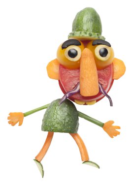 Sebzelerin yapılan şapkalı adam