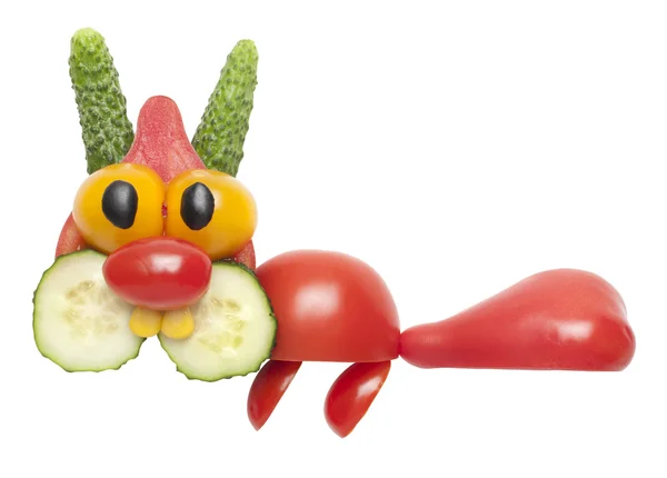 Komik sincap domates ve salatalık — Stok fotoğraf