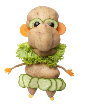 İnsan izole arka plan üzerinde sebze yapımı