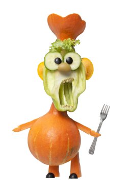 Kabak ve biber yapılmış komik Şef
