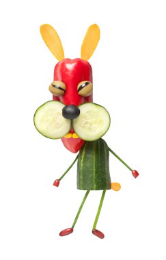 Taze sebzelerin yapılmış tavşan