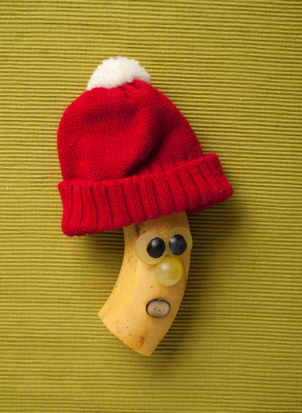 Happy Christmas banana in santa hat