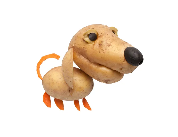 Patates, havuç ve zeytin yapılmış köpek