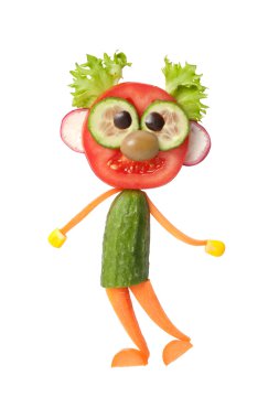 Taze sebzelerin yapılmış komik adam