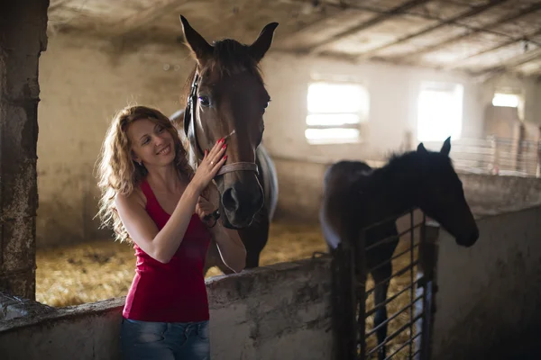 Chica con un caballo Imágenes de stock libres de derechos