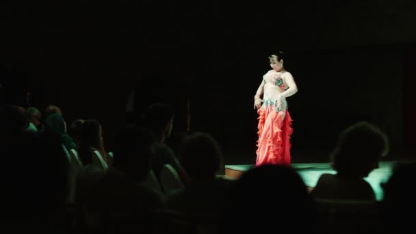 Hurghada, Egypte - 27 februari 2016: Danser dansen buikdans — Stockvideo