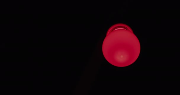 Low angle shot: A red light flashes on a black background. Alarm concept — Stock Video