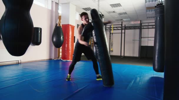 Entraînement à la lutte libre. Homme entrainement avec mannequin — Video