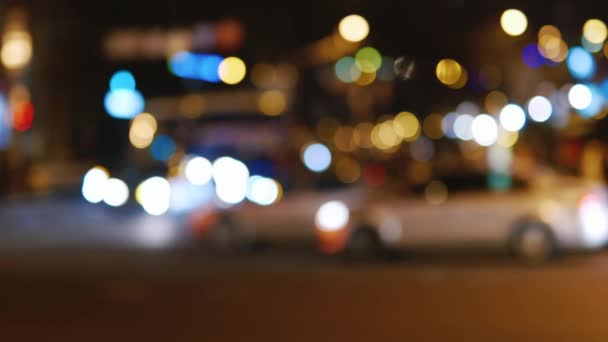 Night road with cars in blurred image — Stock Video