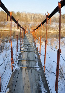 Asma köprü Nehri kış Chelyabinsk, Rusya