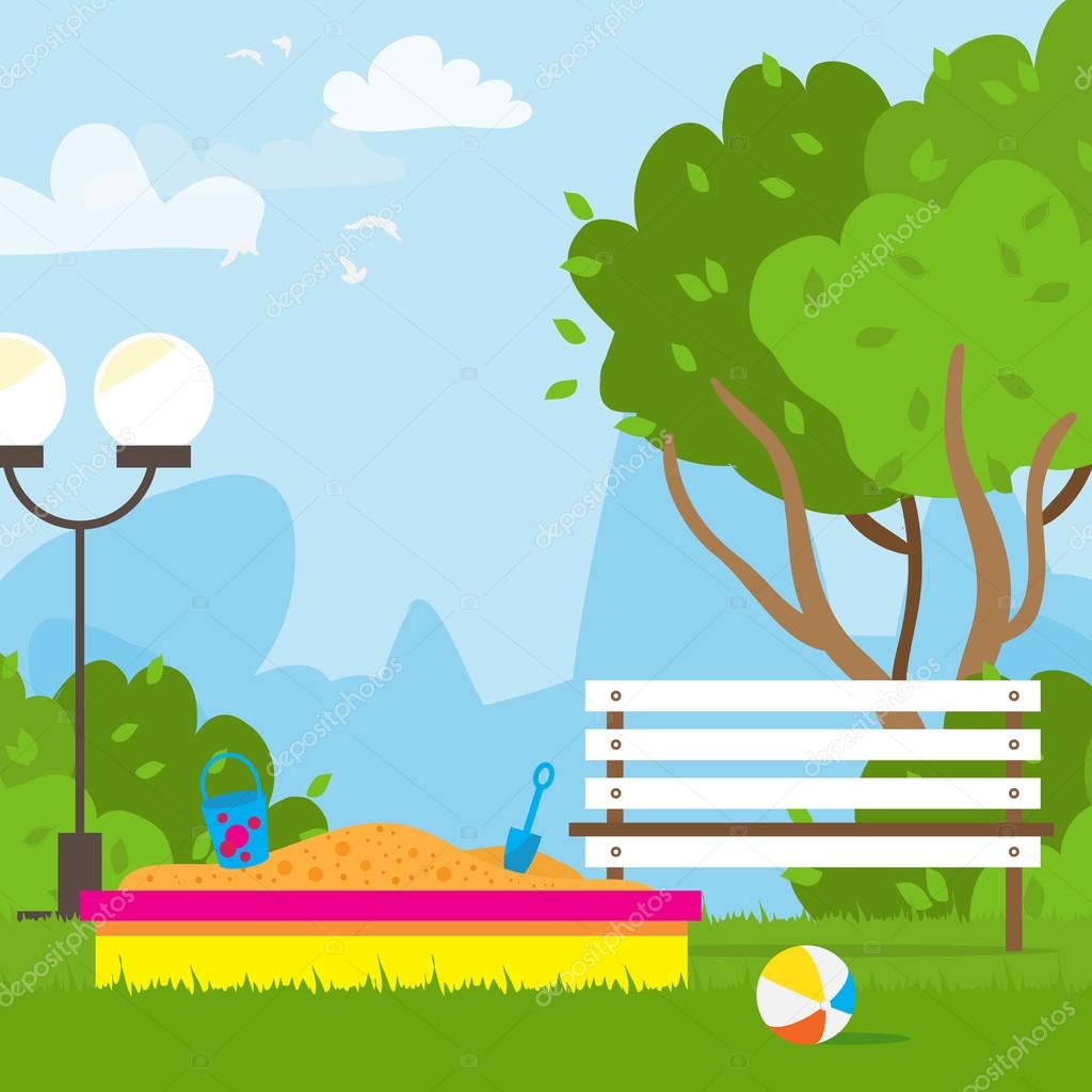 Colorato per bambini con sabbiera panca Parco giochi per bambini Scuola parco per i bambini Edifici per la costruzione di citt 