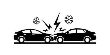 Kafa Çarpışması Olan Araba Kazası Silüeti Simgesi 