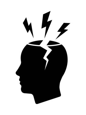 Şiddetli Baş Ağrısı ve Zihinsel Stres Siluet Simgesi