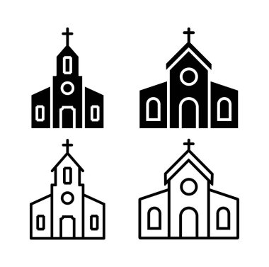 Minimalist Kilise Simgesi Seti: Siluet, Katı, Özet Tasarımlar