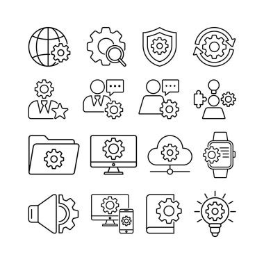 İş ve Teknoloji Ayarları Satır Simgesi Koleksiyonu