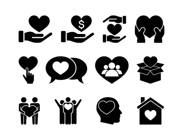 Collection of Silhouette Love, Charity, and Community Icons