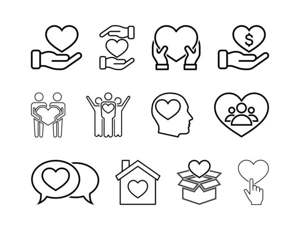 Love and Charity Line Icons Collection
