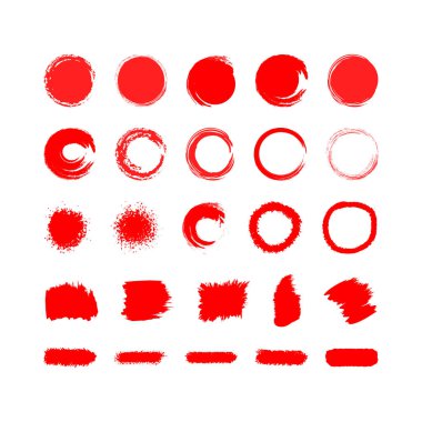 Kırmızı El Tarağı Fırça Vuruşları ve Çemberler Koleksiyonu