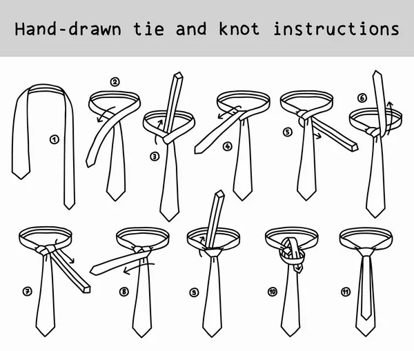 Handritade slips och Knut instruktioner — Stock vektor