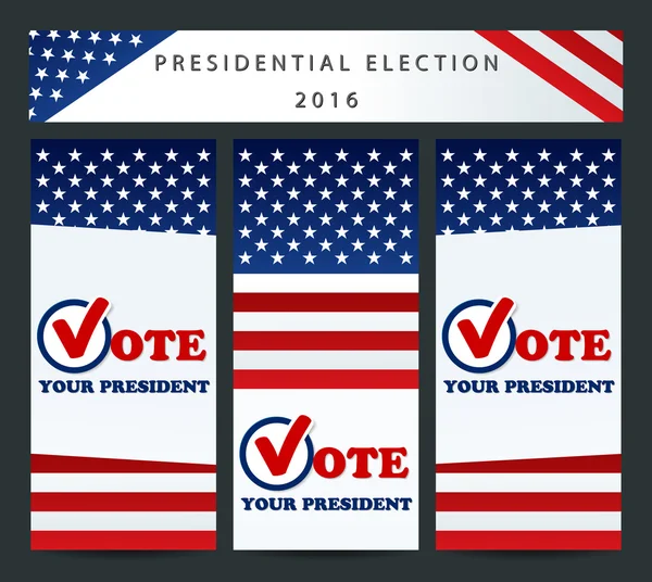 Eleição presidencial nos EUA 2016 - modelo de banner —  Vetores de Stock