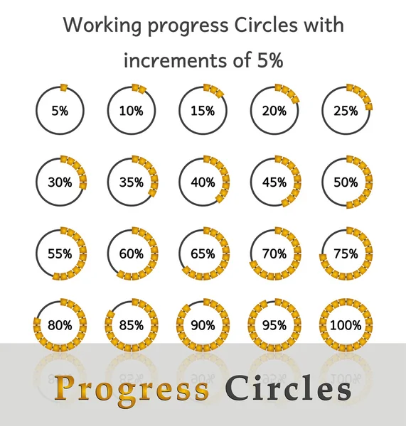 Círculos de progreso con incrementos del 5% para uso empresarial y privado — Archivo Imágenes Vectoriales