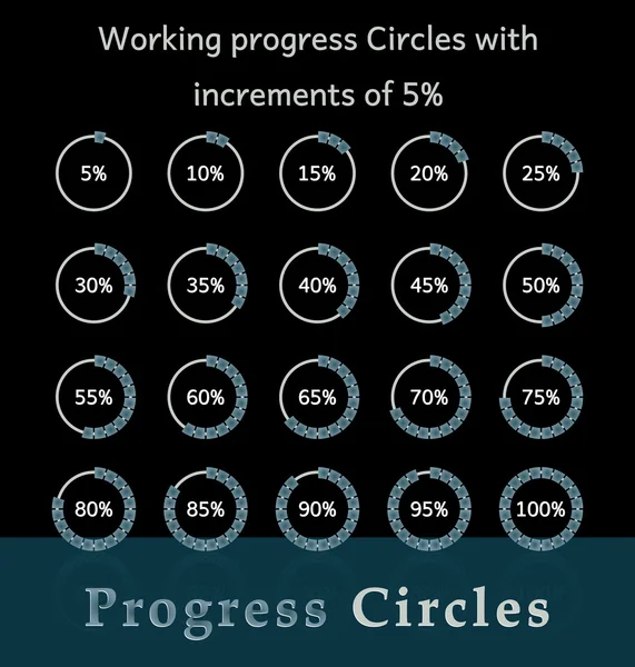 Círculos de progreso con incrementos del 5% para uso empresarial y privado — Archivo Imágenes Vectoriales