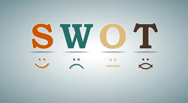Modelo de análise SWOT - para uso comercial e privado - design de emoticons —  Vetores de Stock
