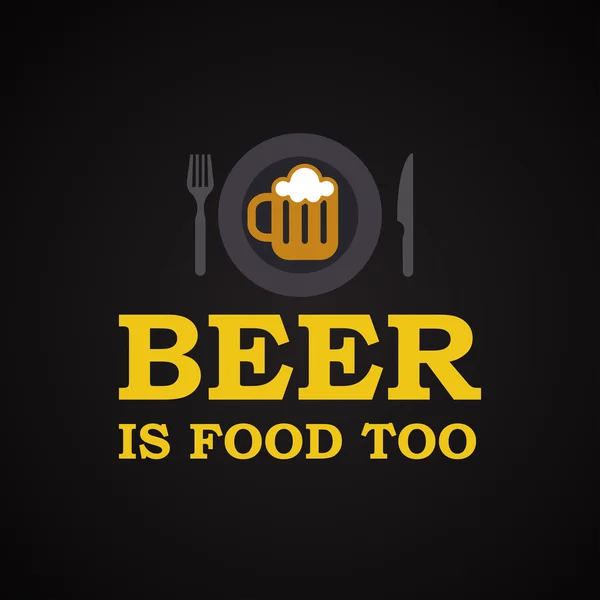 Bier ist auch Essen - lustige Beschriftungsvorlage — Stockvektor