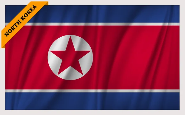 Bandera Nacional de Corea del Norte - edición ondeando — Vector de stock