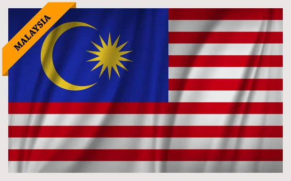Nationale vlag van Maleisië - zwaaiende editie — Stockvector