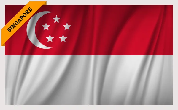 National flag of Singapore  - waving edition — Stock Vector