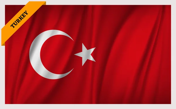 Bandiera nazionale della Turchia - edizione sventolata — Vettoriale Stock
