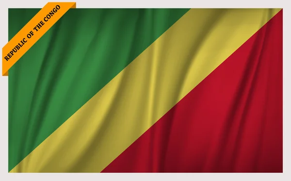 Bandera Nacional de la República del Congo - edición ondeante — Archivo Imágenes Vectoriales